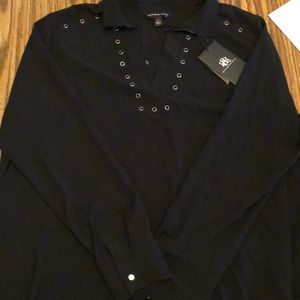 Black flowy rock & republic blouse, never worn NWT